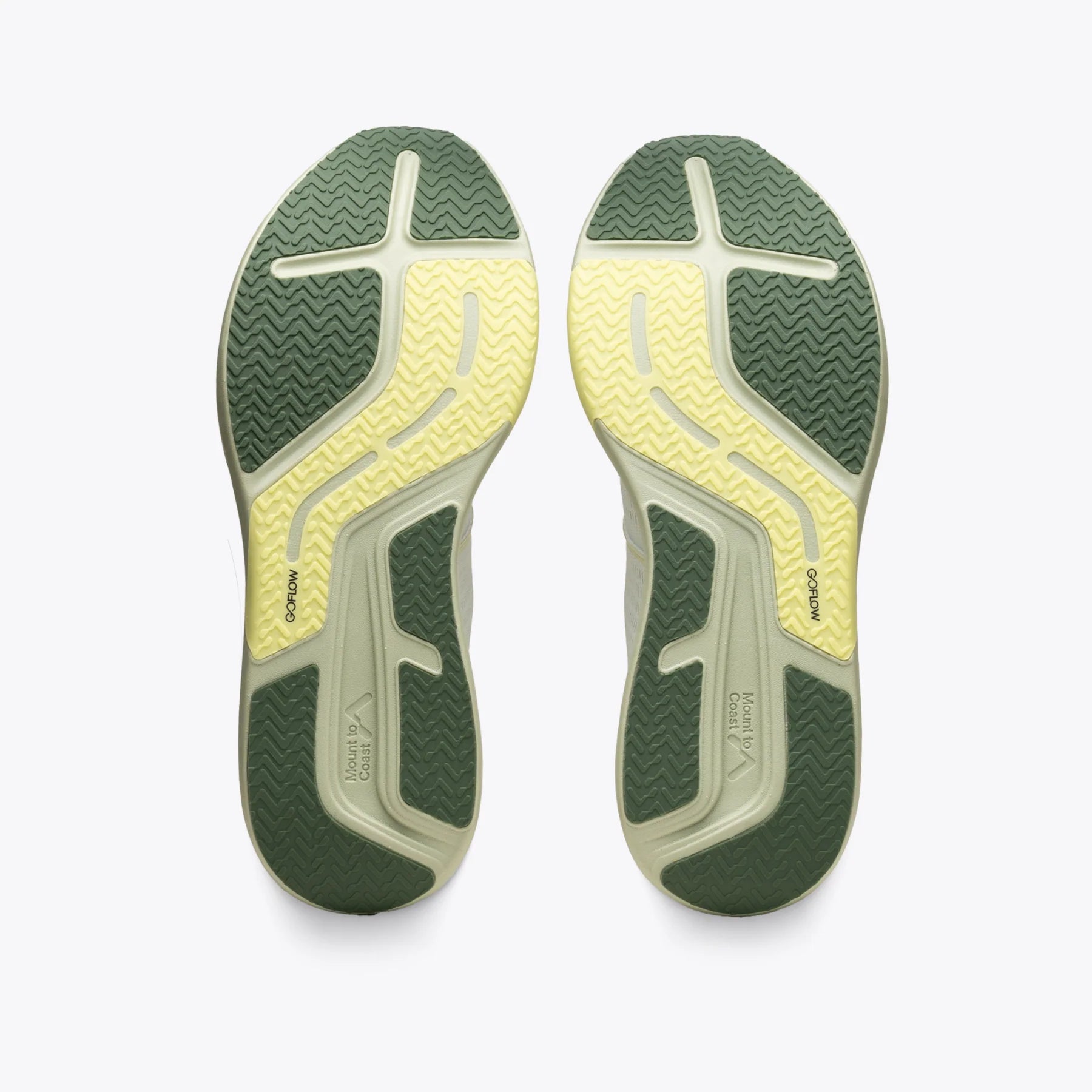 Mount to Coast R1 Agave road running shoe outsole. Featuring GOFLOW technology and durable design for ultramarathons.