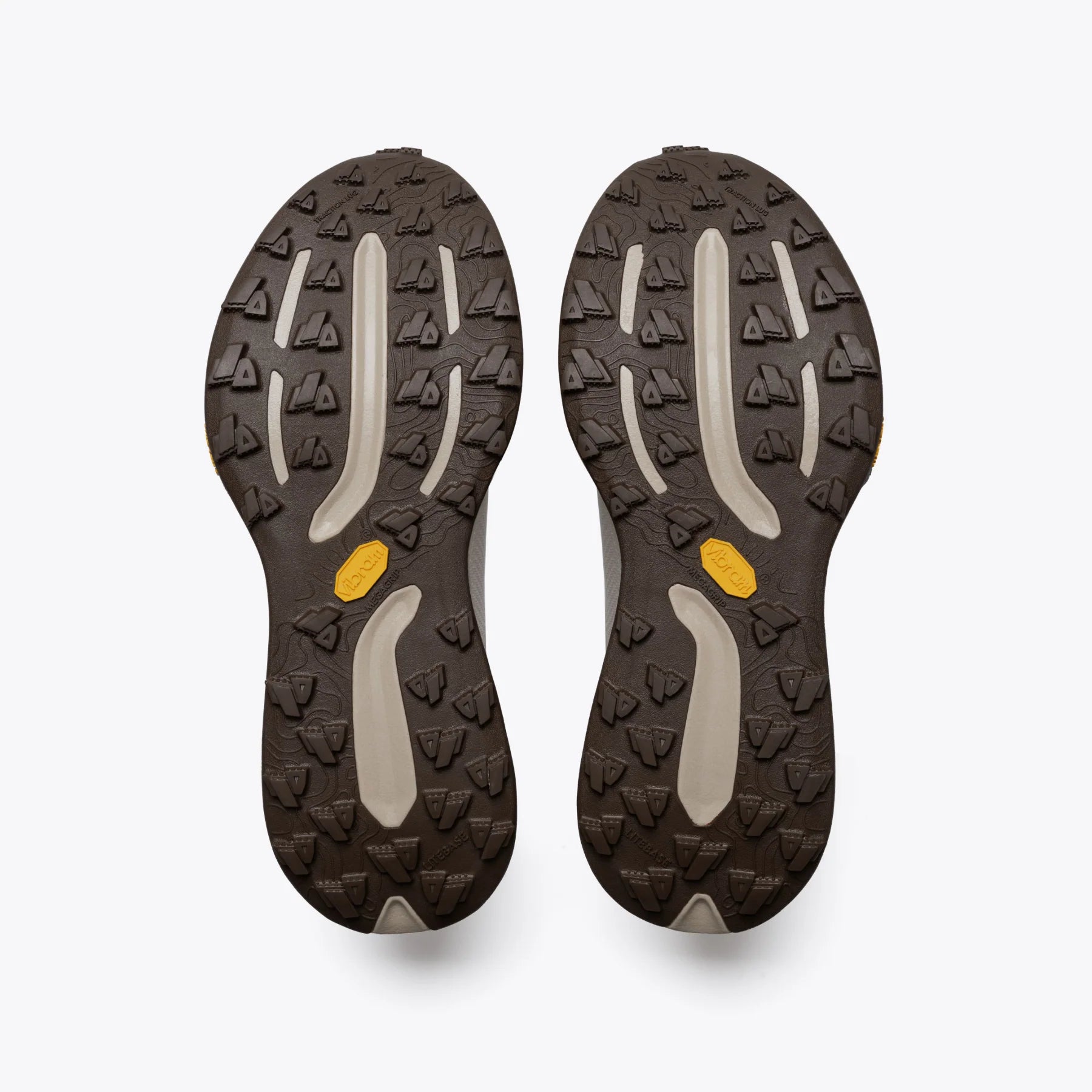 Mount to Coast T1 trail running shoe sole. Vibram Megagrip outsole for superior traction and Litebase.
#Color_dune
