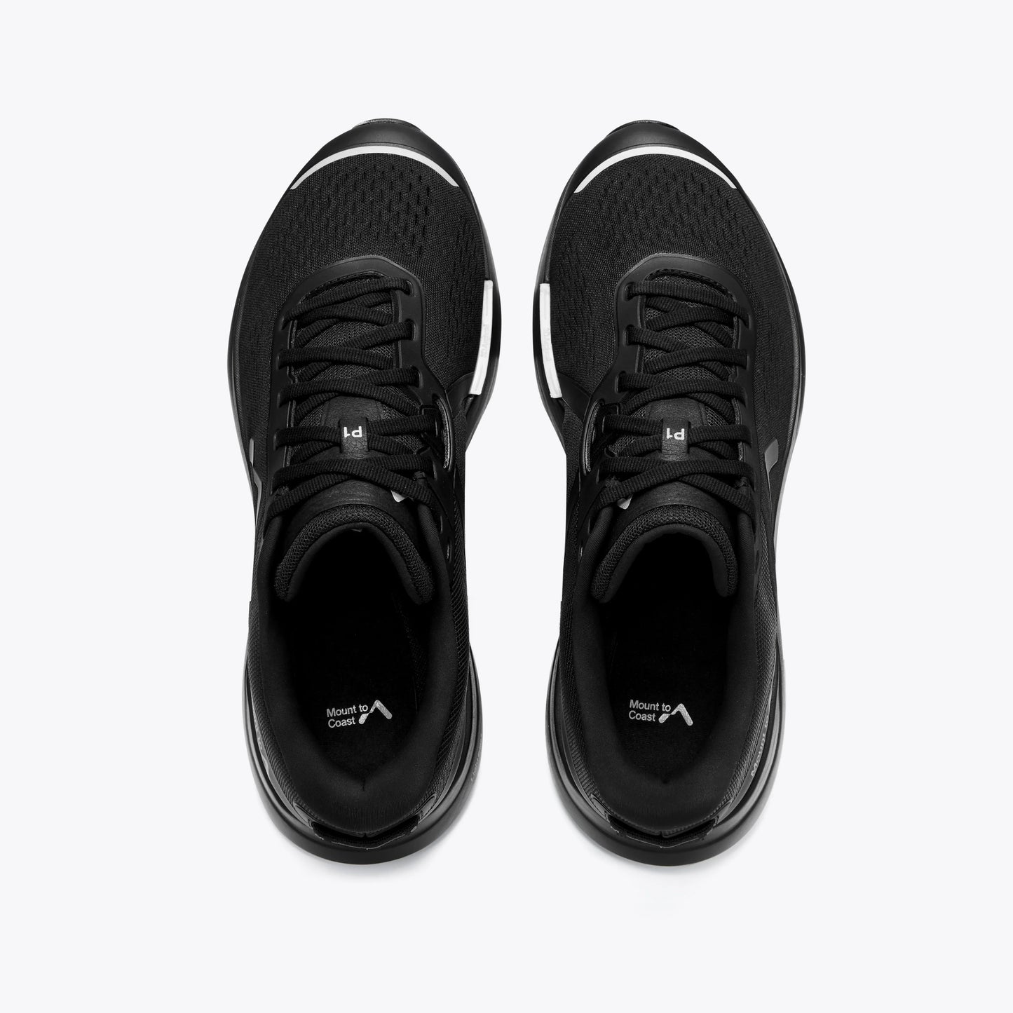 Overhead view of Mount to Coast P1 black running shoes #Color_black