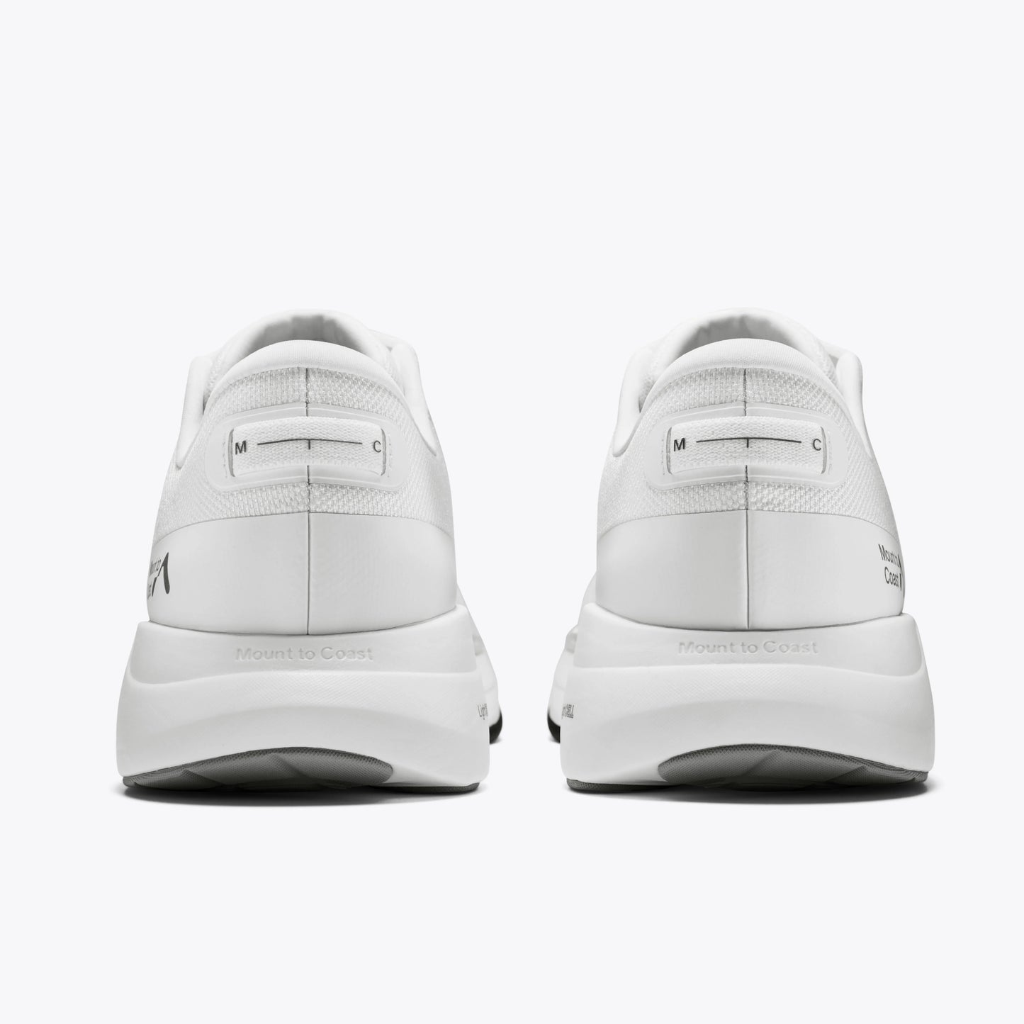 Mount to Coast white running shoes, back view #Color_white