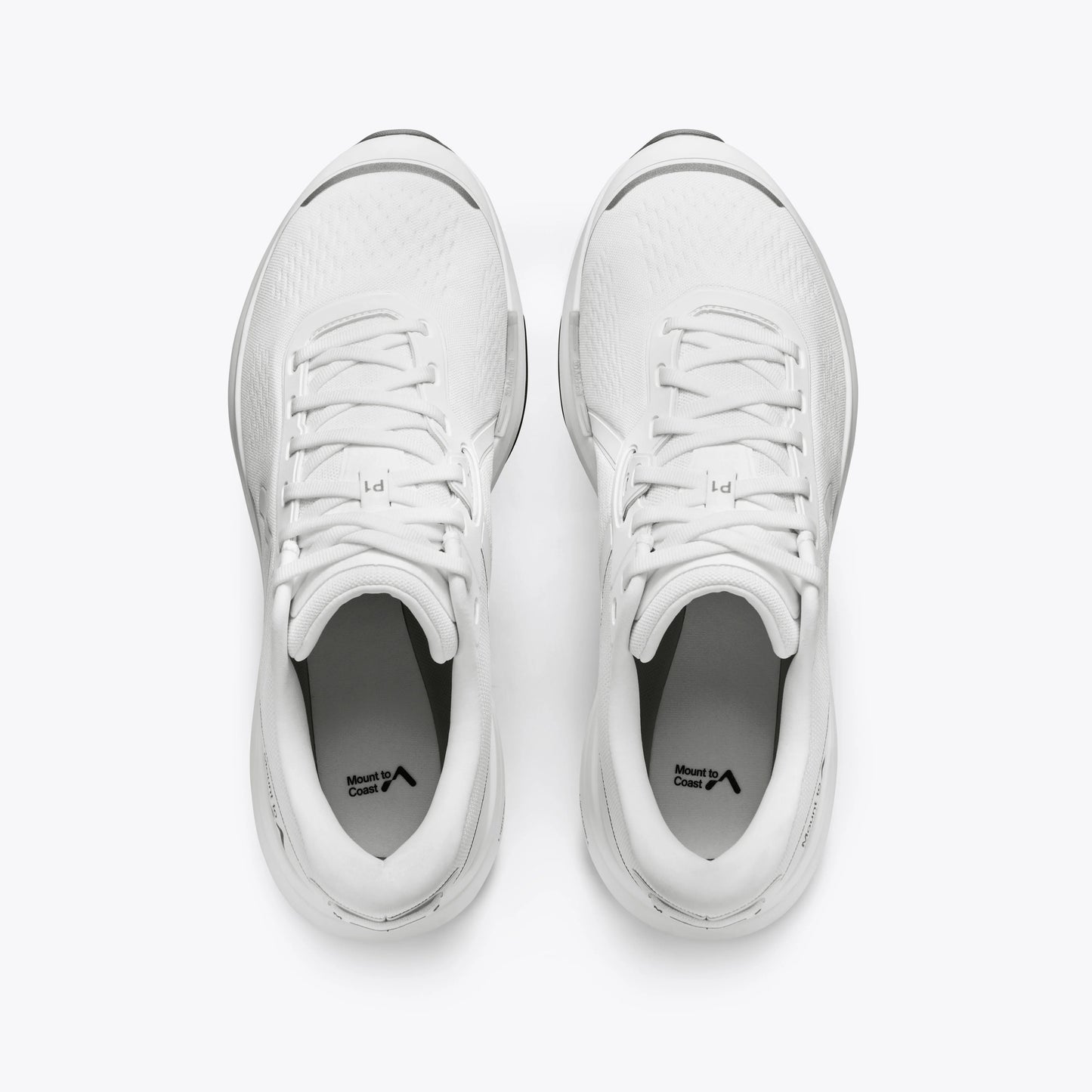 Mount to Coast white running shoes, overhead view, showcasing details #Color_white