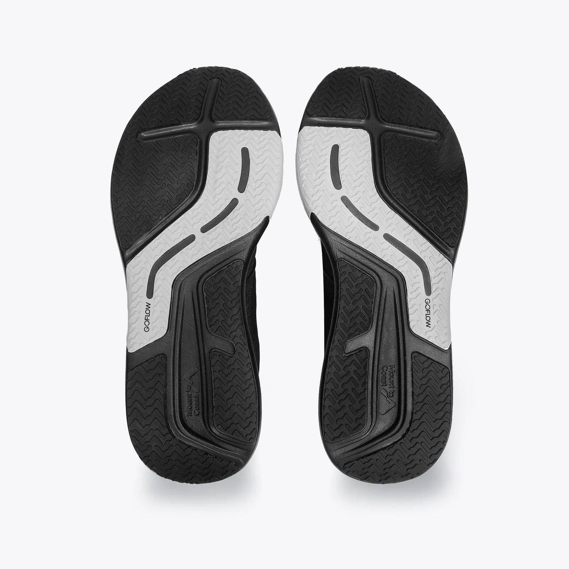 Mount to Coast R1 road running shoe sole showing GOFLOW technology for multi-day ultramarathons #Color_black