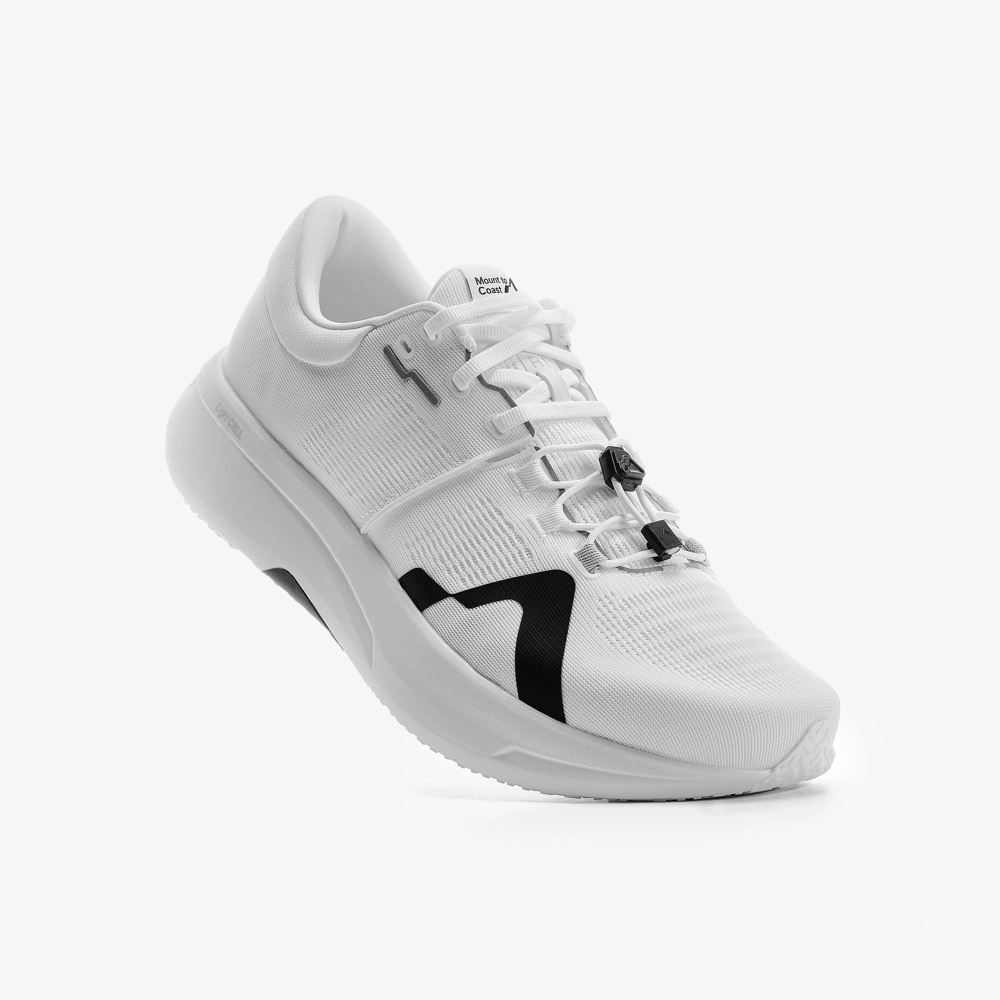 Mount to Coast R1 white running shoe with black accents #Color_white