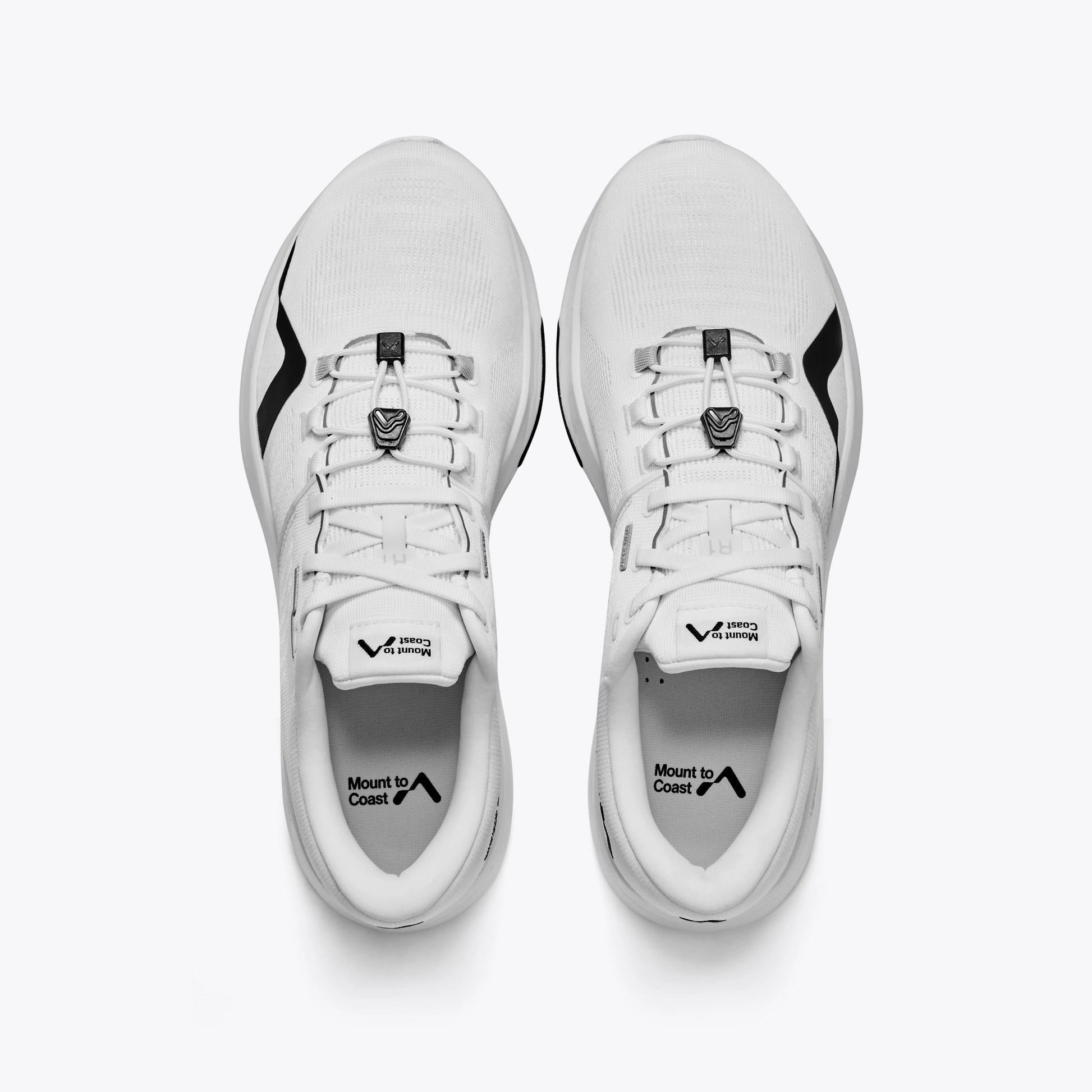 Mount to Coast R1 running shoes, overhead view #Color_white