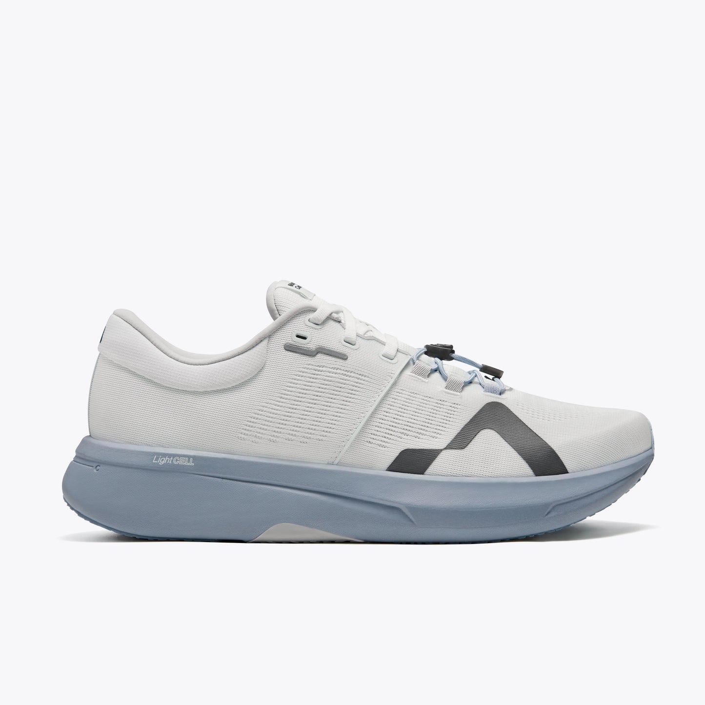 Mount to Coast R1 road running shoe in white and light blue, LightCELL tech for ultramarathons. #Color_twilight