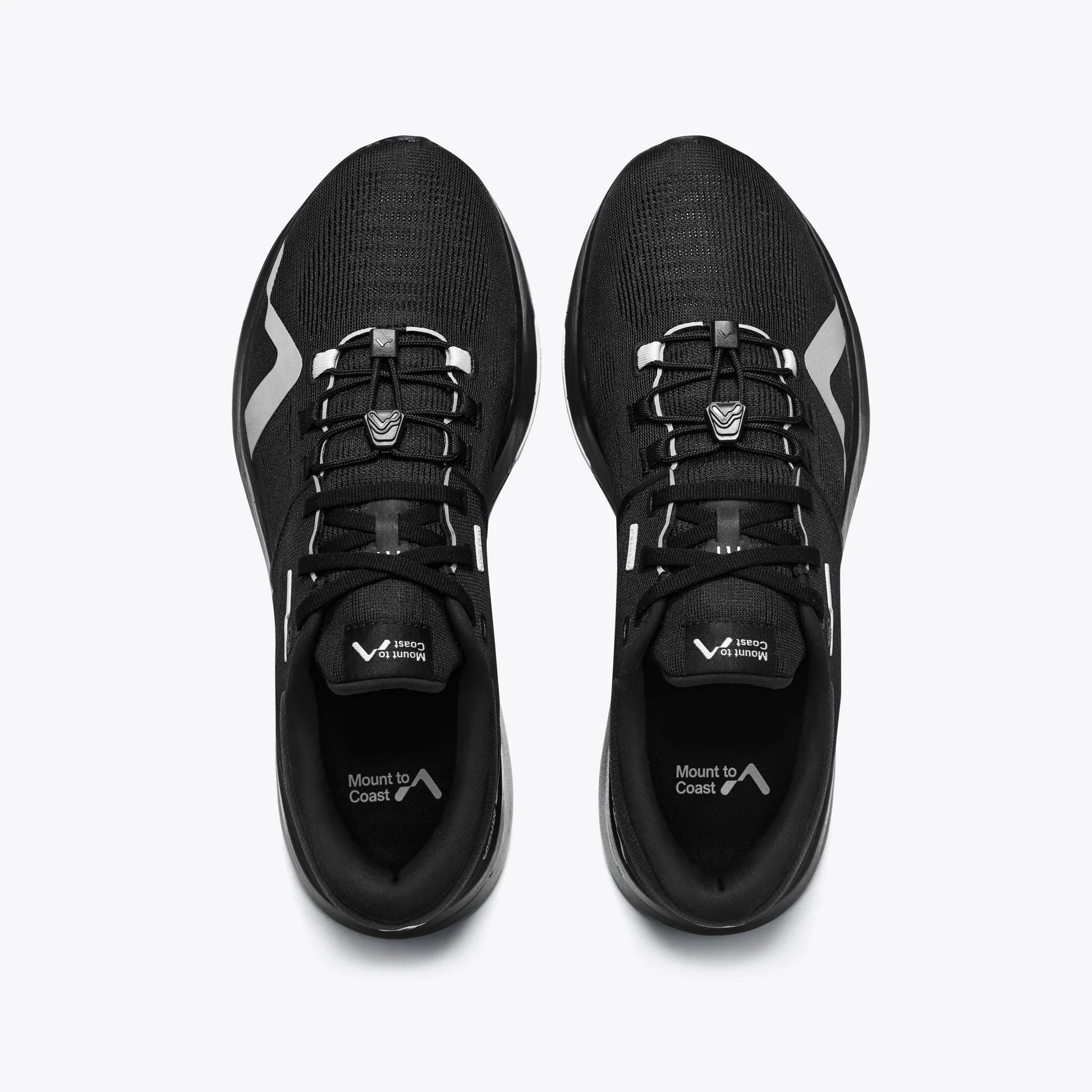 Mount to Coast R1R black running shoes, top-down view #Color_black