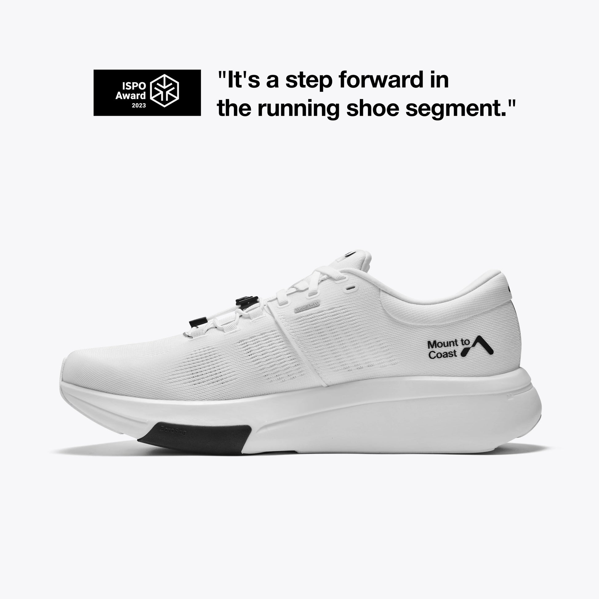 Mount to Coast R1R white running shoe with ISPO Award #Color_white